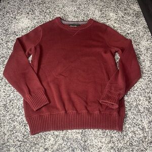 Eddie Bauer Sweater Mens Medium Fisherman Y2K Maroon Pullover Cotton Retro